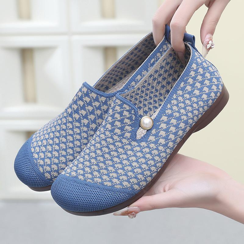 24 New Cloth Shoes Women's Single Shoes Soft Sole Anti Slip Breathable Comfortable Casual Shoes for Middle and Elderly Mom
