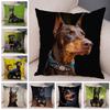 Dobermann Kussenhoes Dubbelzijdig Print Decor Huisdier Hond Dier Kussenhoes voor Auto Bank Huis Zacht Pluche Kussenhoes