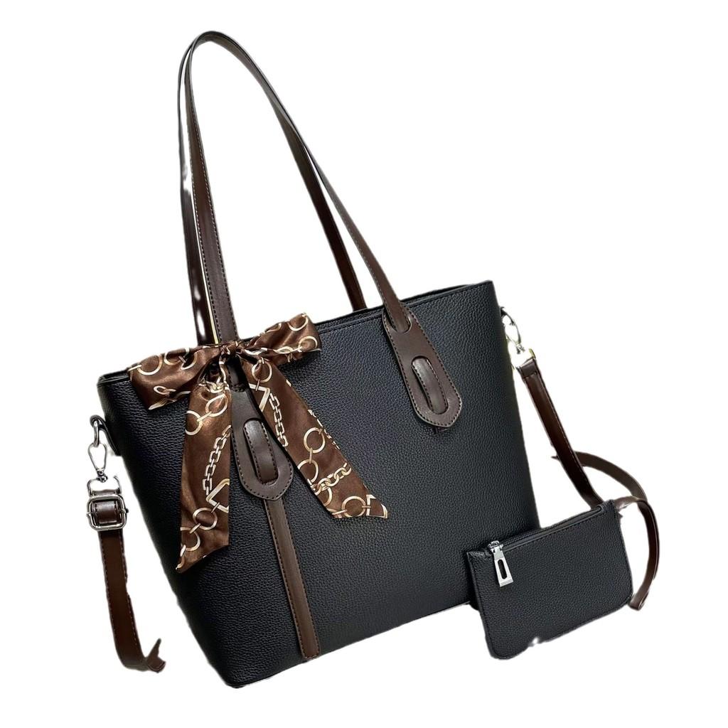 Pu Large Capacity Tote Bag With Zipper Pockets For Casual Travel And Daily Use