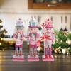 3Pcs Wooden Nutcracker Sculpture Collectible Cartoon Christmas Decoration Mini Figurine