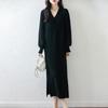 Women Sweater Dress 100% Wool MODERN NEW SAGA V-neck Knit Long Pullover Winter Jumpers Wool Long Dress Female