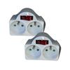 Doppelsteckdose 2 Anschlüsse - DUOPLUG - 2x16A - Integrierter Schalter - 230V - Weiß