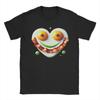 Unisexs Cute Green Chicken Egg Ham Smile Face Brunch Breakfast T Shirts  Pure Cotton Clothing Vintage Short Sleeve Crewneck Tees