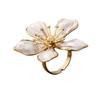 Large Flower Ring Metal Petal Banquet Luxury Enamel Bride Ring Exquisite Temperament Wide Opening Ring Jewelry Gift