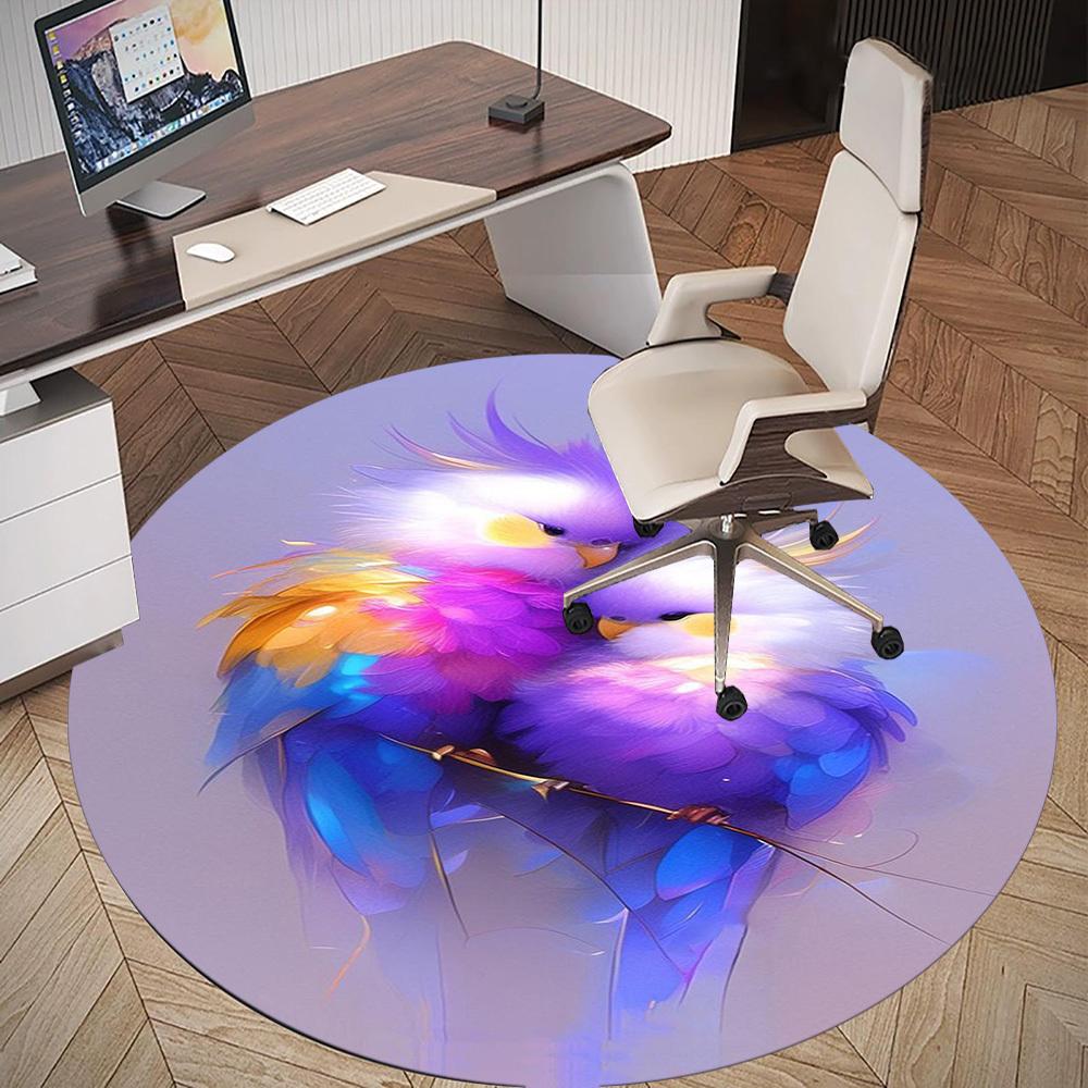 1PC Birds Fantasy Art Round Chair Mat Area Rug - Non-Slip, Floor Mat for Office, Bedroom, Home Decor Christmas Gift C0528086