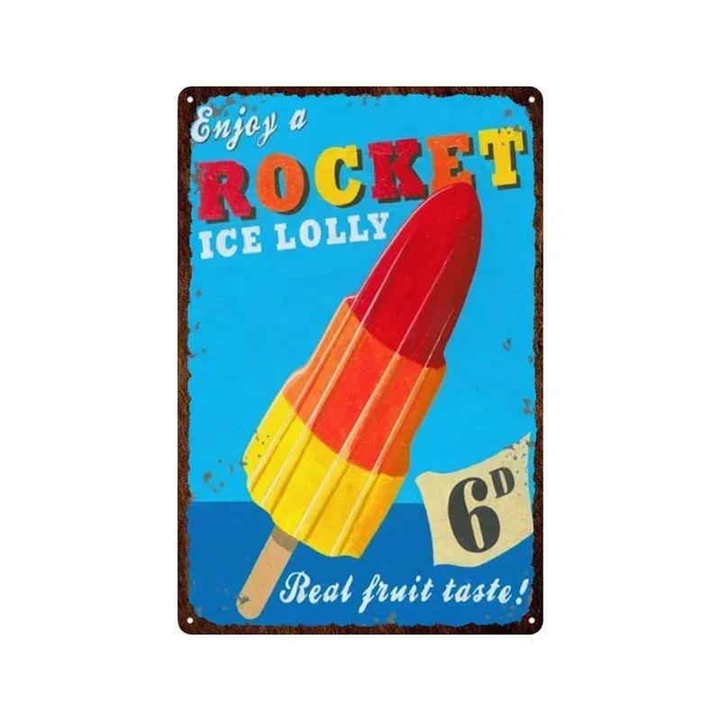 Metal Plate Tasty Cute Ice Cream Sundaes Milk Shake Painting Iron Tin Sign Wall Art Pictures For Kitchen Dessert Shop Home De