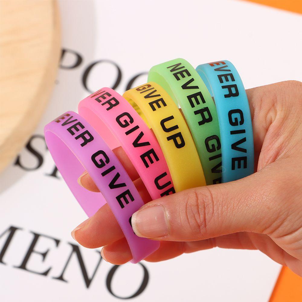 Motivational Friendship Silicone Wristband Men Women Luminous Rubber Bracelet Sport Cuff Bangle Never Give Up