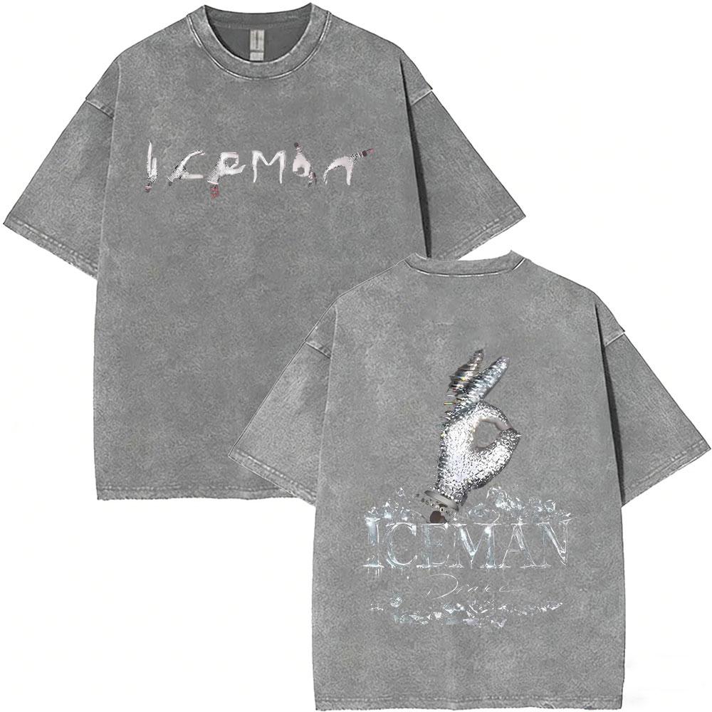 Gewaschenes Vintage Rapper Drake ICEMAN Album Grafik T-Shirt Herren Damen Mode Hip Hop Übergroßes T-Shirt Männlich Lässig Baumwoll-T-Shirts