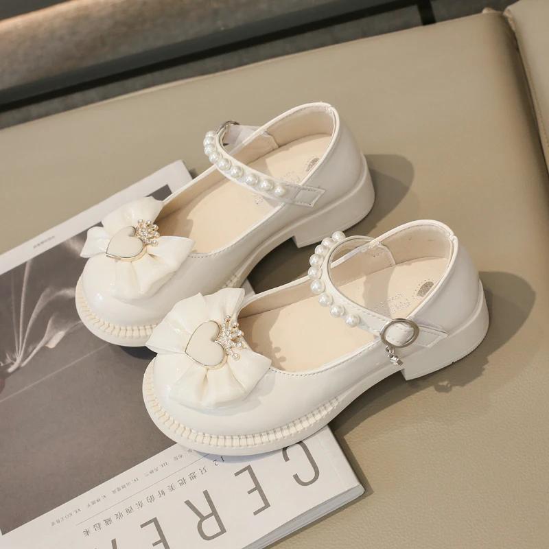 Mädchen Lederschuhe Mary Jane für Hochzeitsfeier Kinder Mode Süße Krone Schleife Einzelne Schuhe Elegant Kind Prinzessin Ballerinas