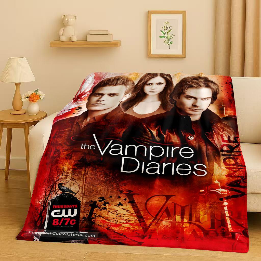 HD The Vampire Diaries Damon Salvatore Couverture Flanelle TV, Couverture Peluche Ultra Douce et Chaude pour Maison Chambre Lit Canapé Enfants