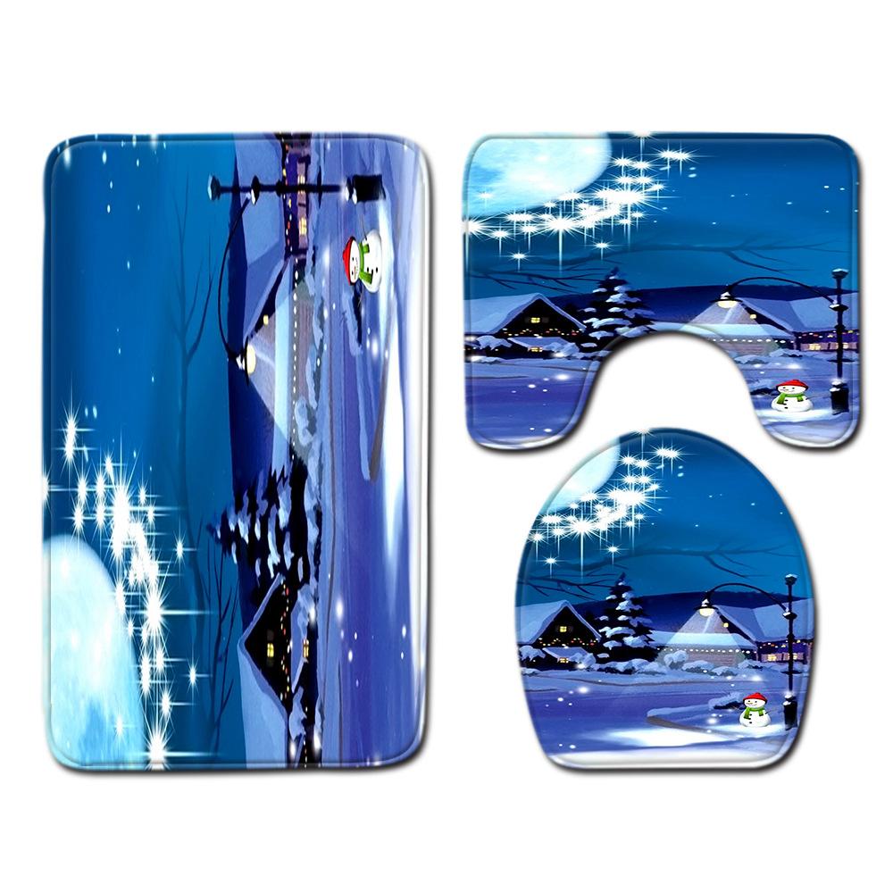 Christmas Bathroom Floor Mat Toilet Three-Piece Set