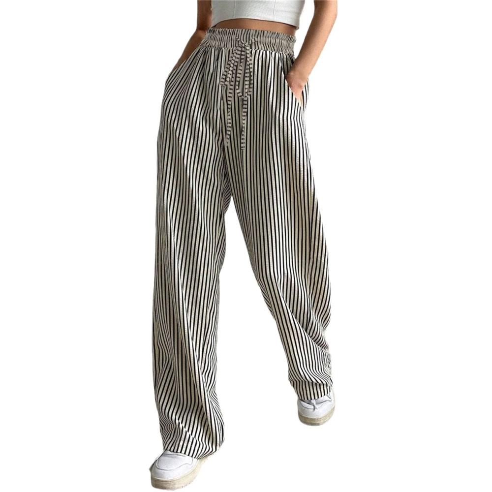 Striped Casual Pants Straight Leg