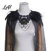 Gothic Shoulder Wrap Feather Cloak for Men Women Halloween Tulle Cape with Dance Performance Shawl Shrug Witch Cosplay Costume Party Festival Outfit