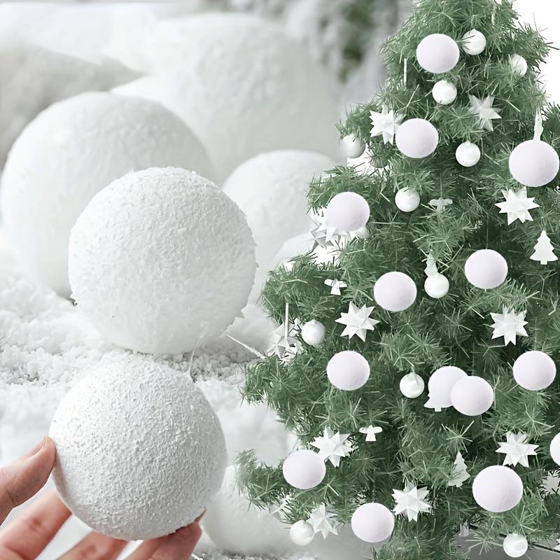 6pcs White Foam Christmas Ornaments - Elegant Hanging Snowball Decorations for Xmas Tree, Winter Parties, and Holiday Home Decor
