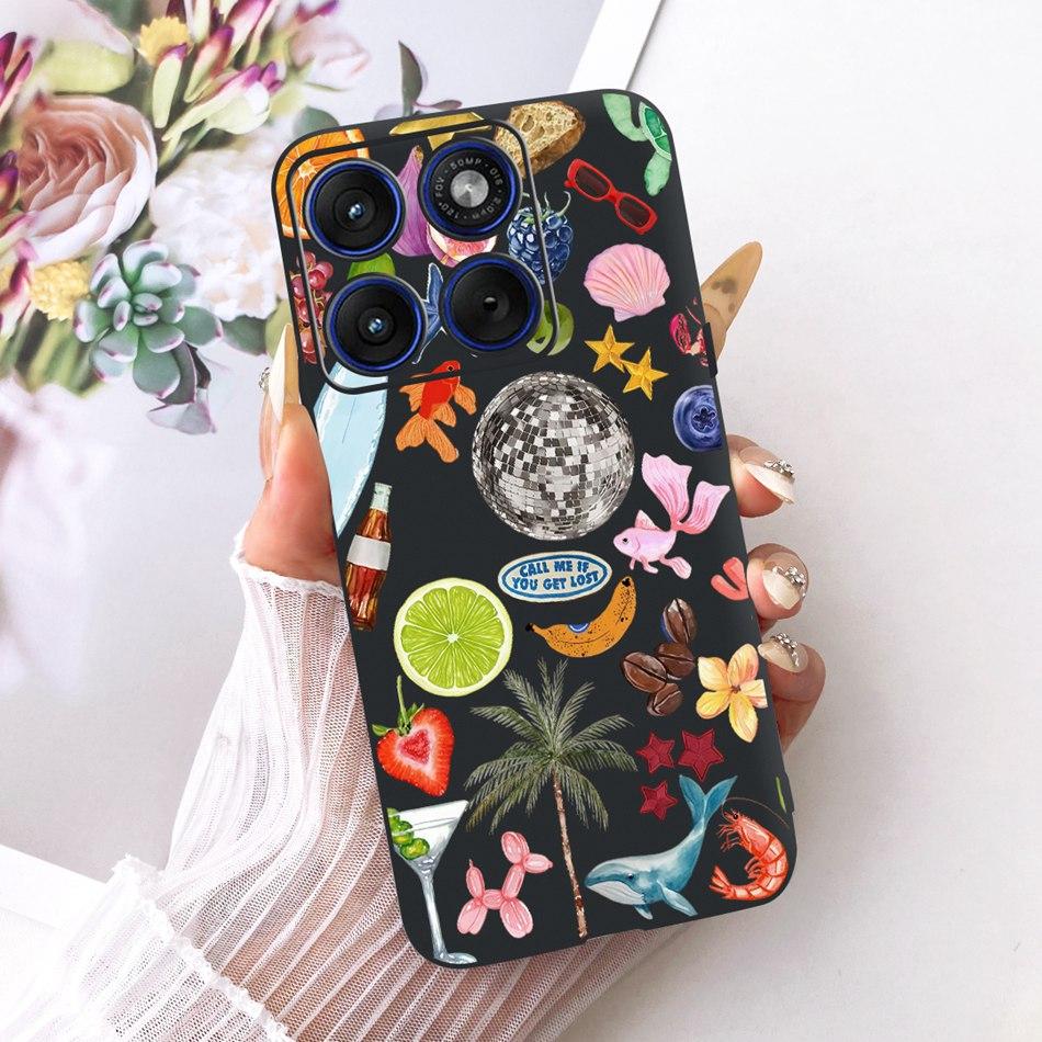 For Motorola Edge 70 Cute Flower Butterfly Cat Painted Case For Motorola Moto X70 Air Edge70 5G Black Silicone Soft Phone Cases