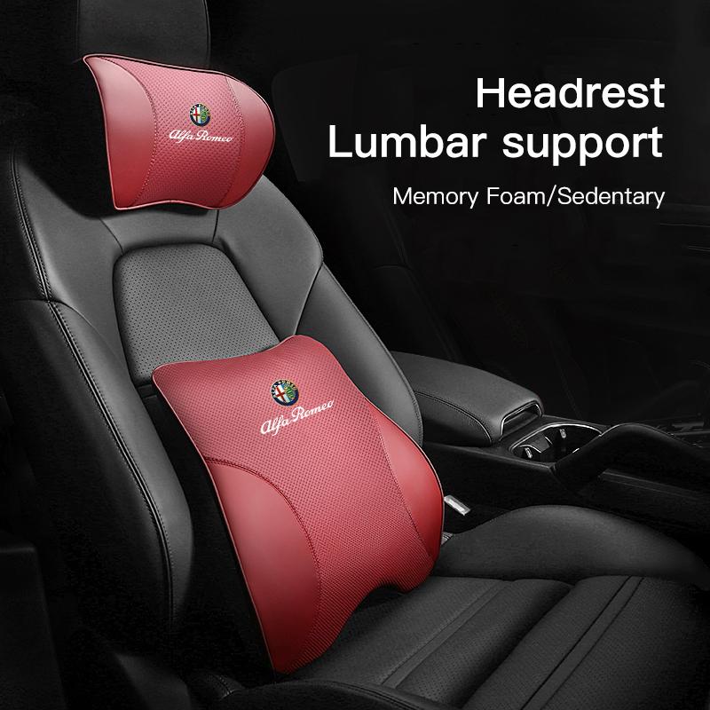 DCLLR1 Leather Car Headrest Lumbar Pillow Neck Gap Filler Pillow For Alfa Romeo Giulietta Mito 159 Giulia Stelvio 156 147 Tonale Brera
