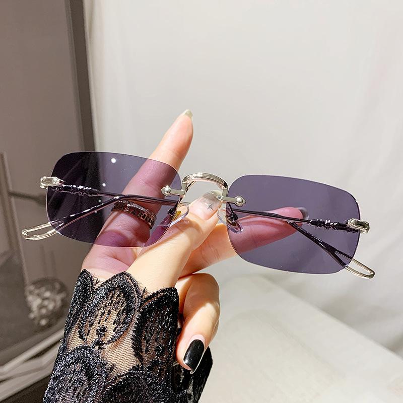 1PCS Photo-sensitive Color-changing Anti-blue Light Glasses Rimless Elegant Style Nearsighted Model 2190