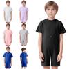 Unisex Kids Special Needs Clothing Round Neck Short Sleeve Back Invisible Zipper Solid Color Adaptive Jumpsuit