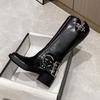 Internet Celebrity 2025 Spring and Autumn New Block Heel No Knee Thigh Boots Women's British Style Retro Knight Boots