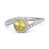 Lemon Quartz Halo Twist Pave Band Ring - 925 Sterling Silver