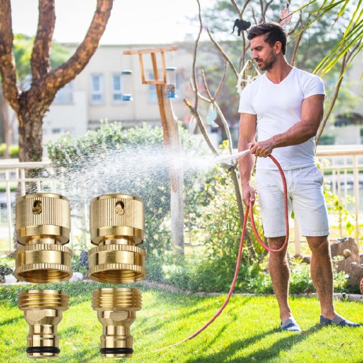 Brass Water Hose Quick Disconnect 3/4Inch Corrosion Resistant Joint Hose Fittings for Gardening Accessories