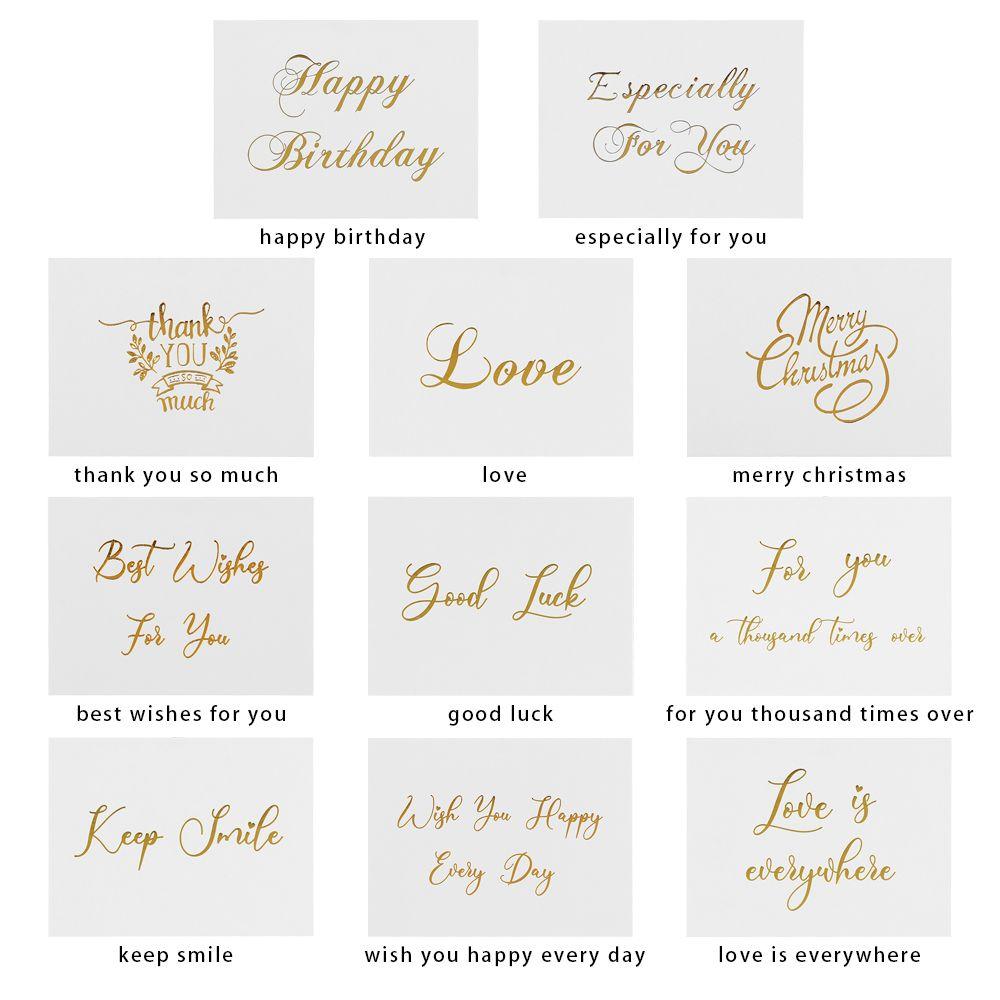 Simple Design Wedding Party Handwriting Message Cards Thank You White Greeting Card Gold Stamping