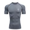 Spiked Cross Design 2026 Sports T-shirt Training Fitness Compression Workout T-Shirt Quick Dry Short Sleeve T-Shirt for Men