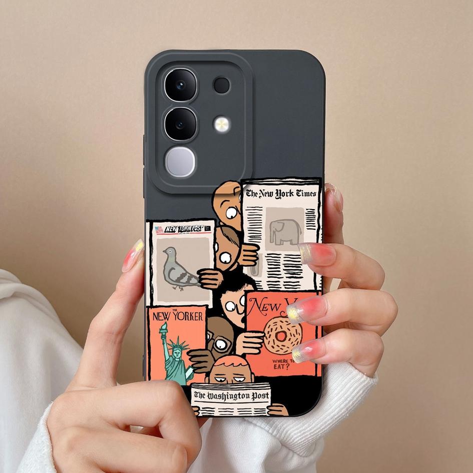 Para Vivo S19 Pro Y19S V30 V40e V50 Y04 T4x iQOO Z9s Y29 Y29S Y39 V40 Lite(IDN) Capa Padrões de Etiqueta de Moda Silicone Macio Anti Queda Para Vivo Capa
