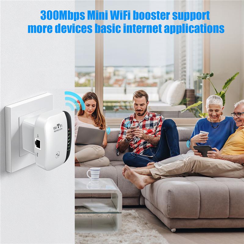 Répéteur WiFi 300 Mbps Amplificateur de signal WiFi à extension haute vitesse Répéteur et extension d'antenne intégrés pour une pénétration murale stable