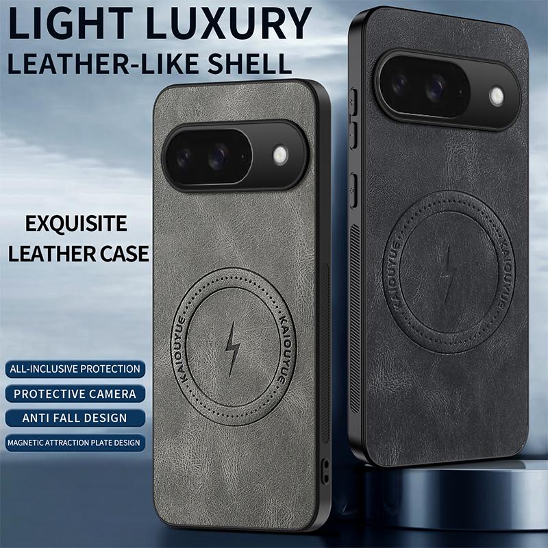 Luxury Leather Texture Wireless Charging Magnetic Case For Google Pixel 9 Pro XL Google9Pro XL 9A 5G ShockProof Phone Cover