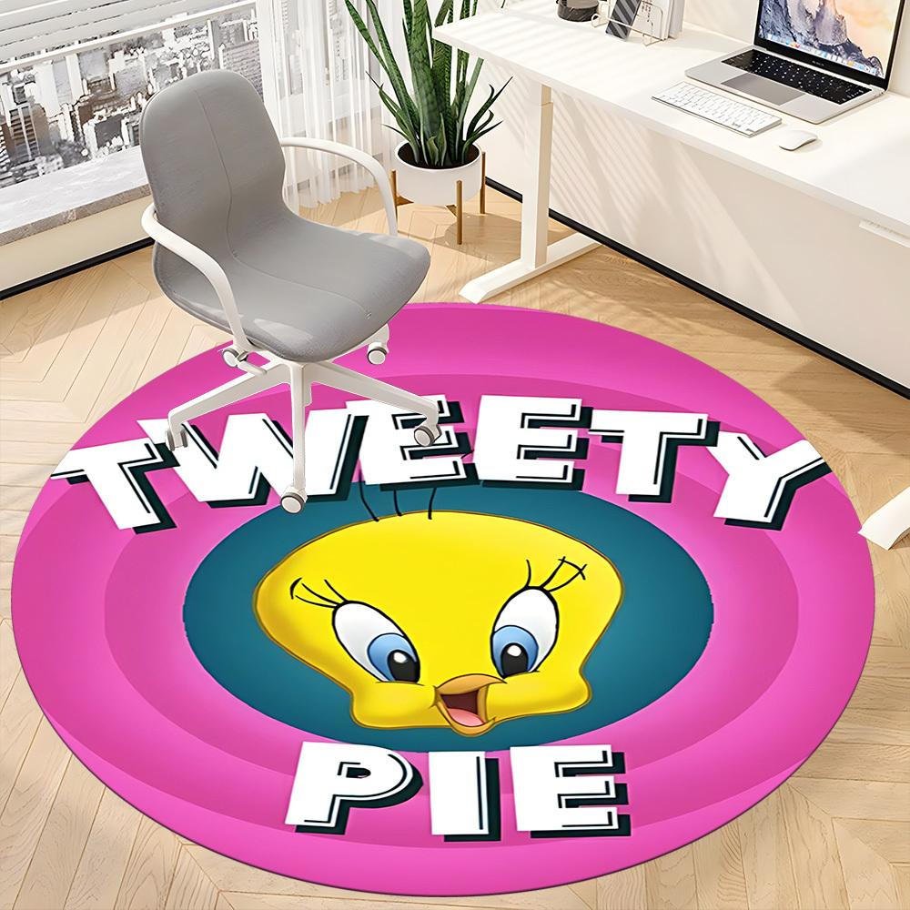 1pc Looney Tunes Tweety Pie Office Round Area Rug, Under Office Chairs Bedroom Living Room Home Decor  A1022305