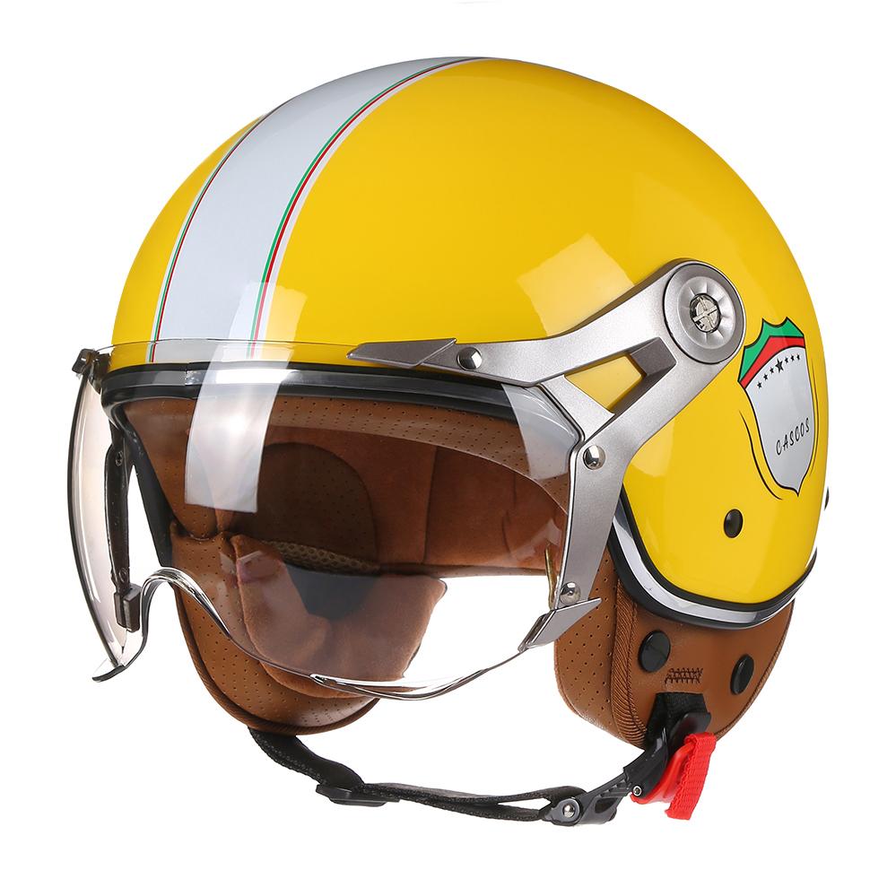 Retro Open Face Helmet Jet Motorcycle Helmet Detachable Clear Wind Visor For Vintage Scooter Moped Rider Adult Vespa Commuter