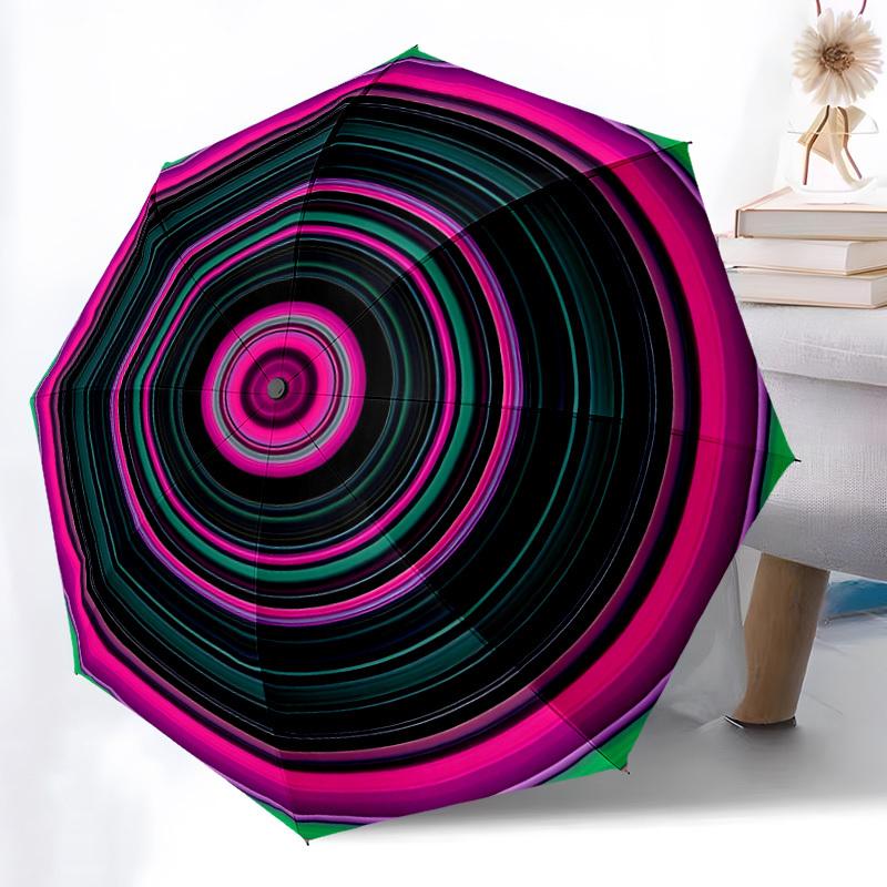 1pc Vortex Pattern Automatic Open/Close Folding Umbrella - Compact 8-Rib Design, Daily Use, Perfect Gift for Friends & Family Yy251124201
