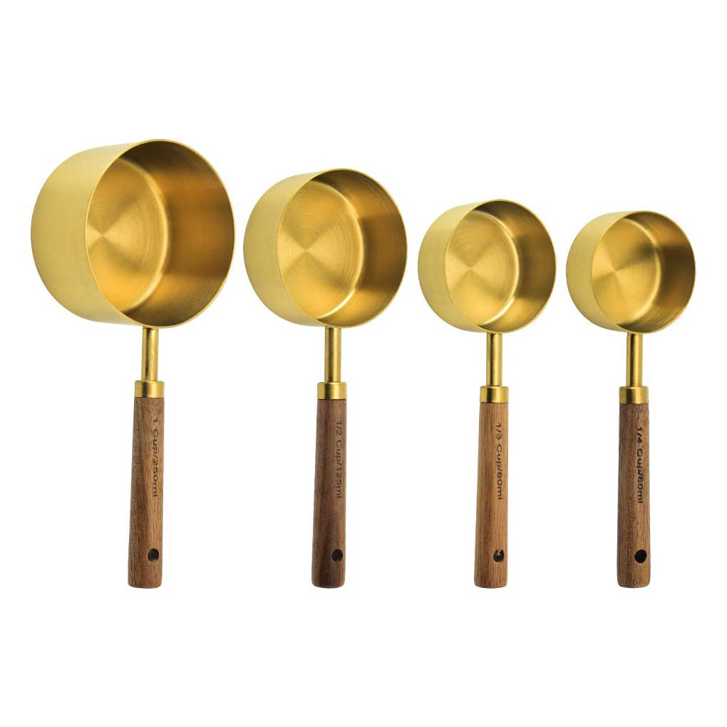 8 Pieces Measuring Spoon Set Wood Handle Stainless Steel Measure Cup Baking Tools Tail Hook Scale Kitchen Gadgets