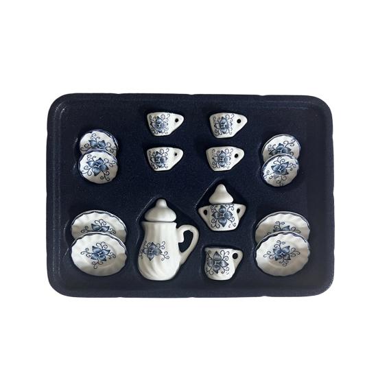 Miniature Ceramic Tea Set Gold Edge Collection Realistic Mini Teapot Cups
