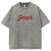 T-shirt da Donna Lavata Oversize in Puro Cotone con Stampa Rossa, Top Semplice Dolce di Alta Qualità per Coppia