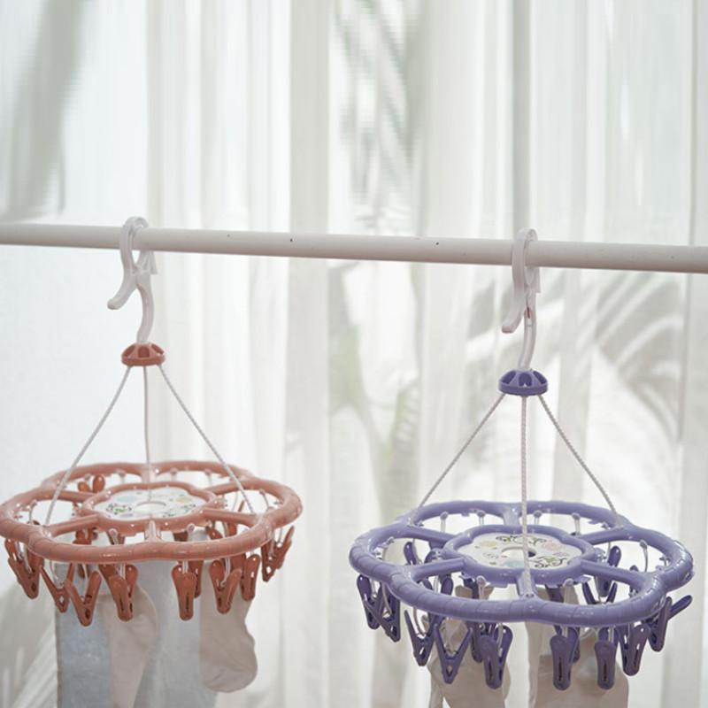 Versatile Plastic Clothing Drying Rack With 24 Clips For Efficient Air Drying