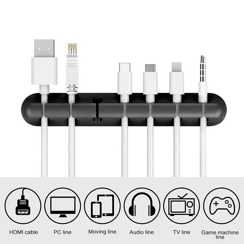 3/5/7 klipů navíječ kabelů stolní samolepicí držák nabíjecího kabelu USB drátem omotaný kabel stolní organizér kancelářské potřeby