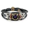 12 Sterrenbeelden Dierenriemteken Zwarte Gevlochten Leren Armband Kreeft Leeuw Maagd Weegschaal Geweven Glazen Koepel Sieraden Punk Heren Armband