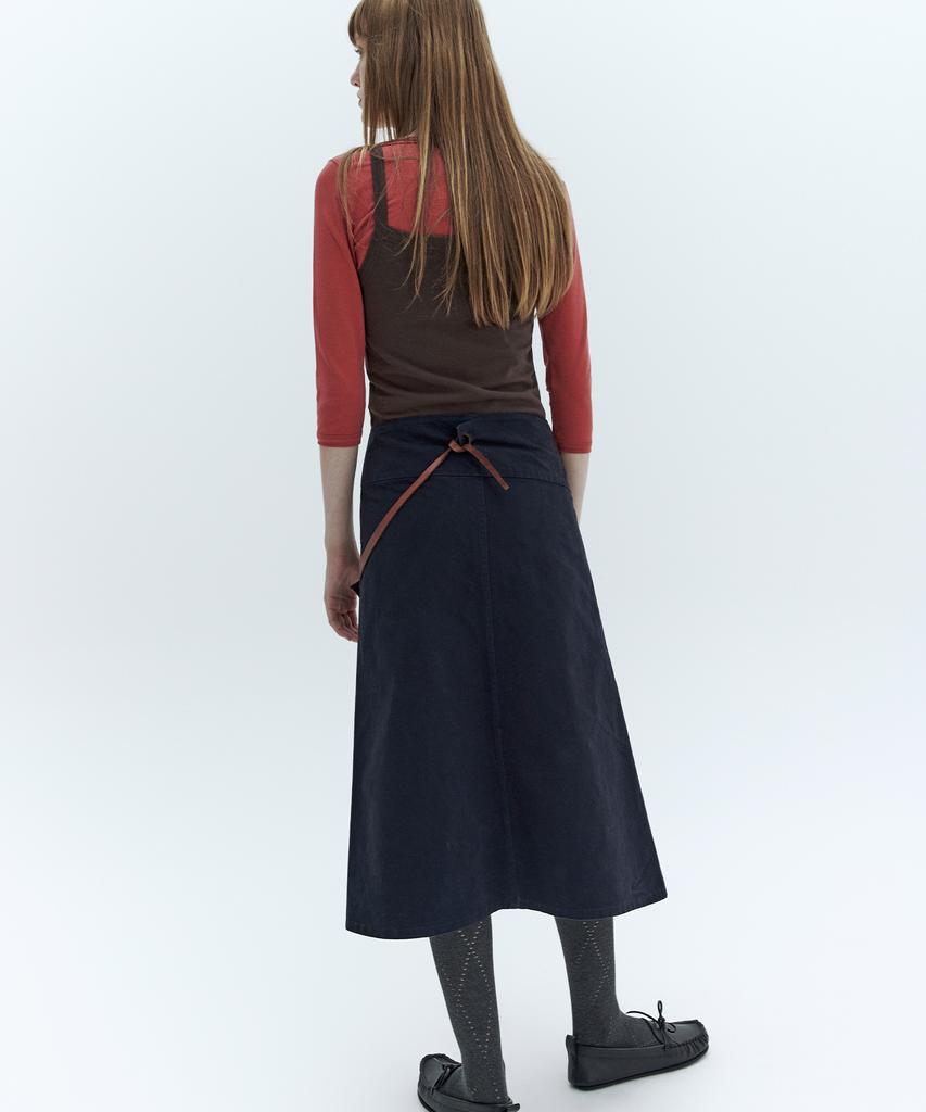 City Breeze Frame Wrap Skirt_Navy