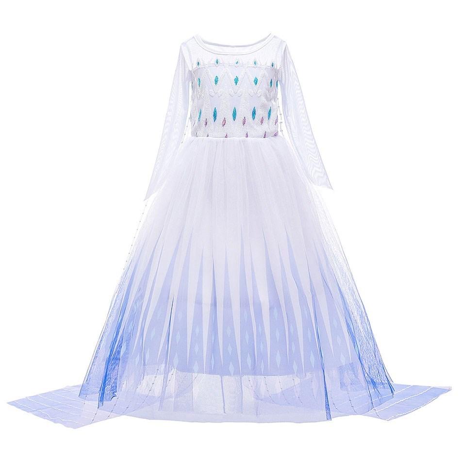 Children Princess Fancy Costume Elsa Party Carnival White Dress Up for Girl Christmas Birthday Cosplay Belle Snowflake Vestidoes
