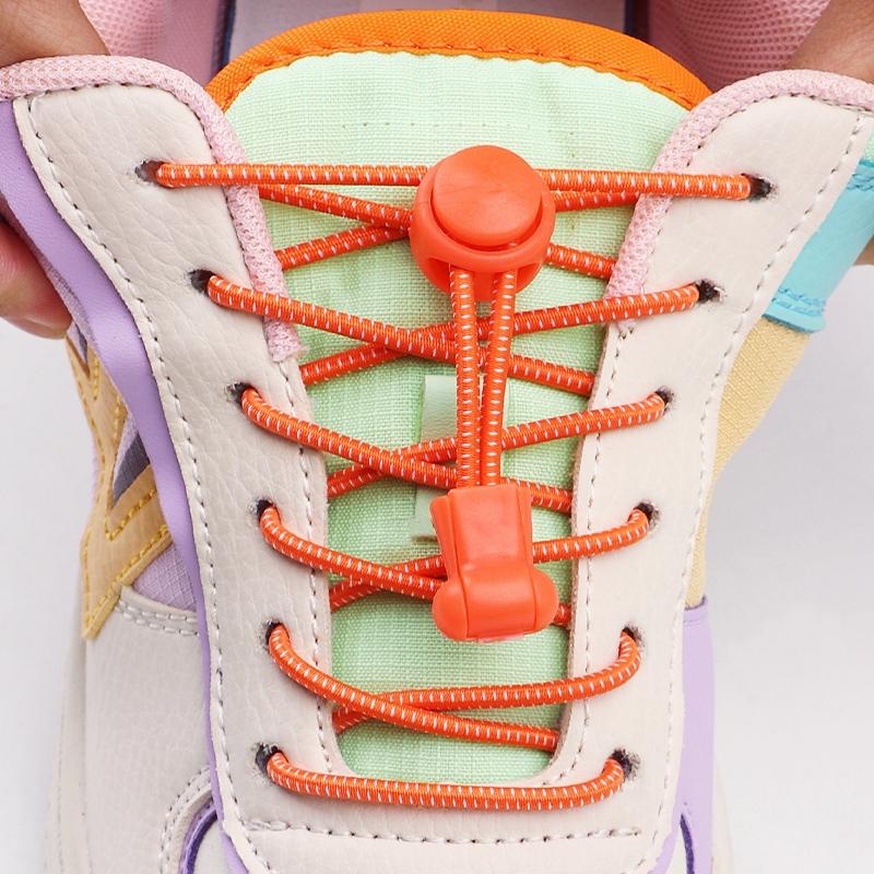 2Pair Elastic shoelaces Without Ties Lock Shoelace sneakers No Tie Shoe laces Kids Adult round Quick laces Shoe accessories