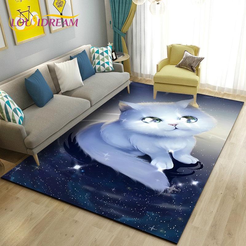 3D Cartoon Schattige Kat Vloerkleed, Tapijt voor Woonkamer Slaapkamer Bank Deurmat Keuken Decoratie, Kinder Speelmat Antislip