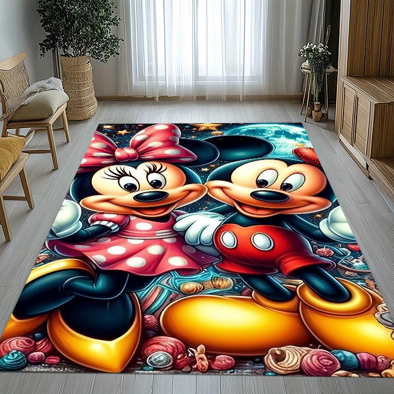 Cartoon Mickey Minnie Mouse Donald Duck Living Room Non-Slip Area Rug Soft Carpet for Bedroom Playroom Sofa,Home Decor Doormat