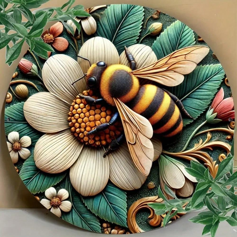 Lebendige Bienen-Blumen-Eisen-Wandkunst Vintage Rustikale Heim-Büro-Dekoration Schild