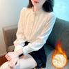 Elegant and Slimming Korean Style Puff Sleeve Lace Blouse with Stand Collar