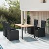 Vidaxl 5-Cz. Juego de Muebles de Jardín con Cojines, Negro, Ratán Sintético