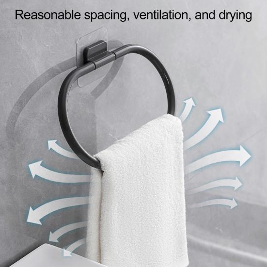 Bathroom Towel Ring Wall-mounted Adhesive Hand Towel Hanger Drill-Free Installation Towel Holder for Kitchen Bathroom Storage