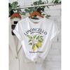T-shirt décontracté à manches courtes pour femme - Taille européenne - Imprimé citron et floral, Haut d'été à col rond, Tissu léger et respirant