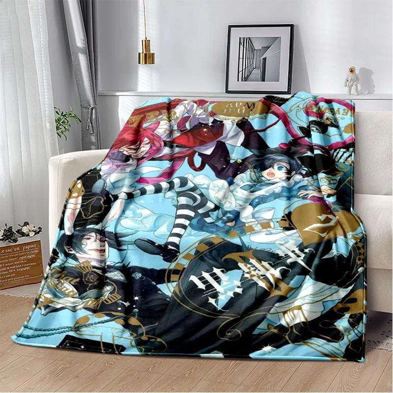 3D Anime Black Butler Cartoon Blanket,Soft Throw Blanket for Home Bedroom Bed Sofa Picnic Travel Office Rest Cover Blanket 013